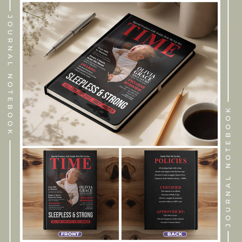 Personalized TIME Magazine Baby Notebook – Custom Photo, Name & Quote | Funny Mom Gift